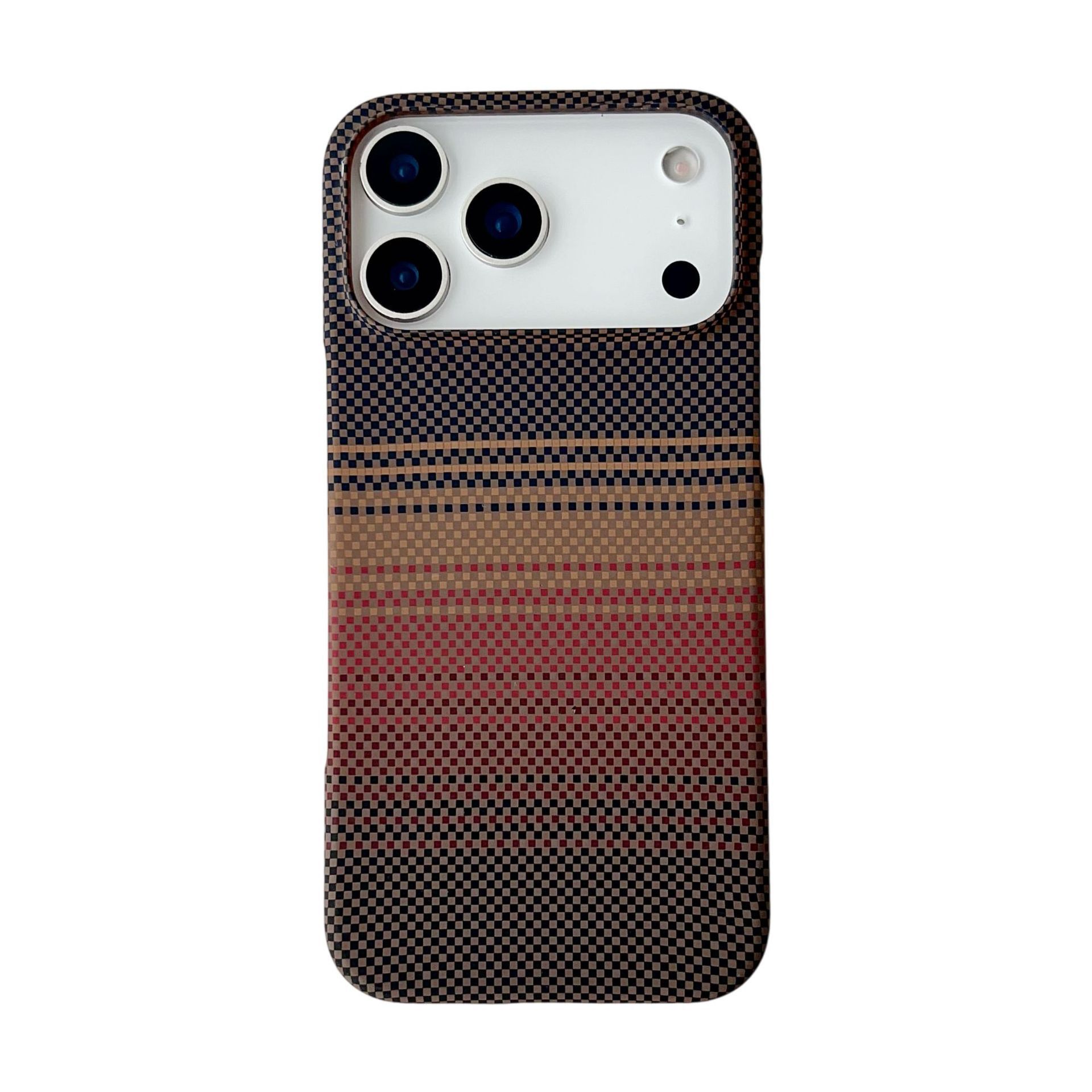Suitable For IPhone 17 Pro Max Phone Carbon Fiber Kevlar Texture Magnetic 16 Half Cover Protective Case 15_voghion.com