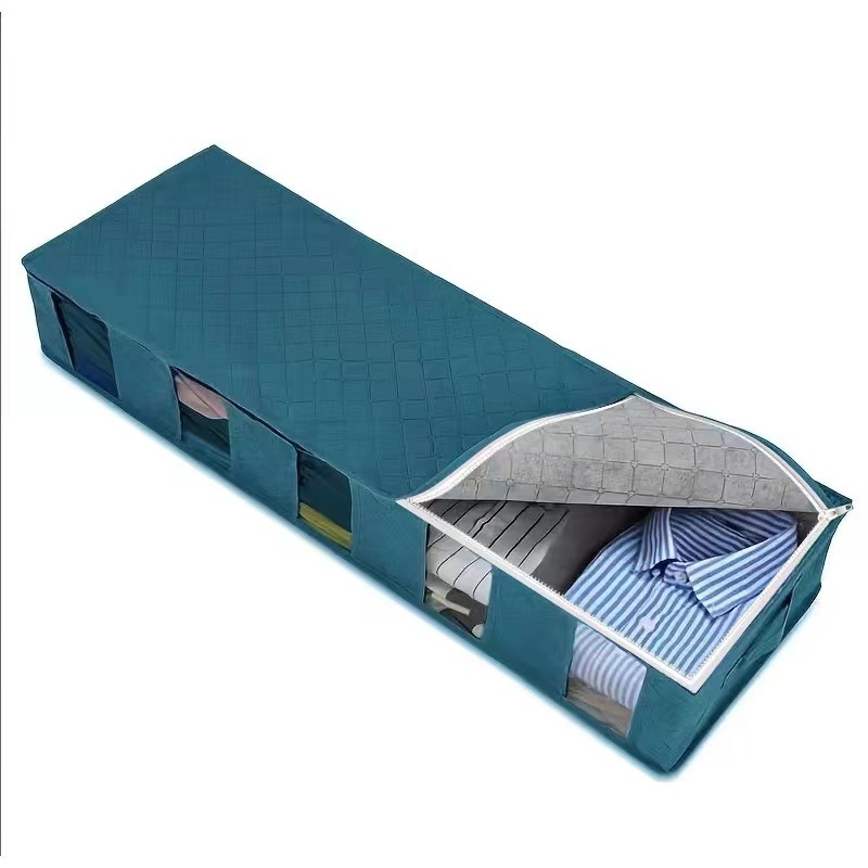 Amazon no tejida cama inferior bolsa de almacenamiento armario ropa a prueba de polvo caja de almacenamiento a prueba de humedad bolsa de almacenamiento de edredón plegable