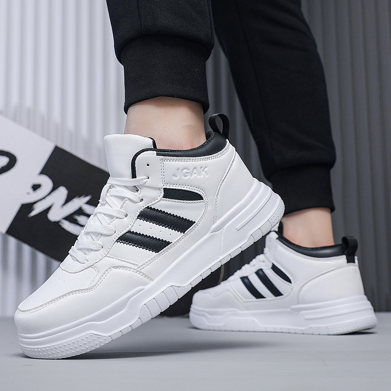 New Men's Versatile White Sneakers Size 48 Trendy Microfiber Sneakers Sports Casual Shoes Cross-Border Large Size 50 in Stock