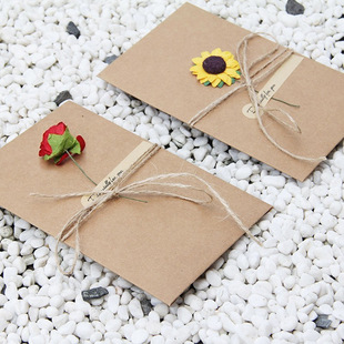 Cross-Border Kraft Paper Paper Dried Flower Greeting Card DIY Handmade Card High-End Graduation Season Teacher's Day Greeting Card