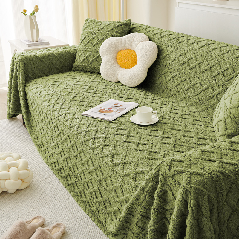 Creamy viento un sofá cubierta de tela de peluche nuevo sofá cubierta todo incluido engrosado sofá toalla antideslizante invierno