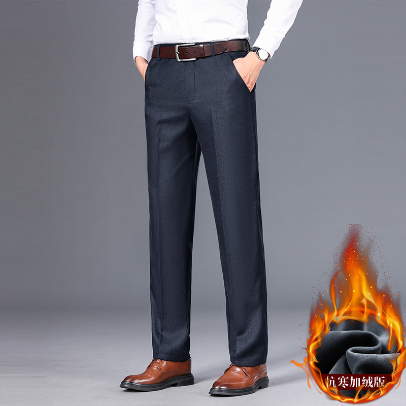 Pantalones Casuales de Negocios Estilo 2025 para Hombres de Mediana Edad y Mayores, Pantalones Casuales Gruesos con Forro Polar para Otoño e Invierno, Pantalones Largos para Papá