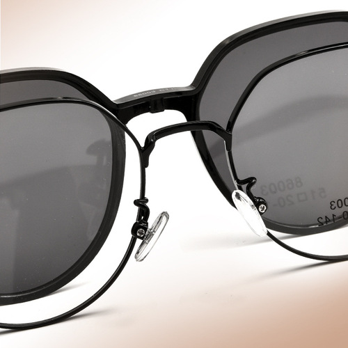 Magnetic set of glasses 86003 small face retro glasses frame ultra-light non-magnetic titanium myopia glasses polarized gray sunglasses