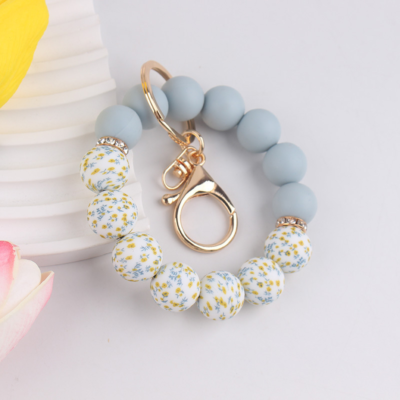 Silicone Beads Water Transfer Key Ring Key Chain Bag Key Pendant Mother's Day Gift