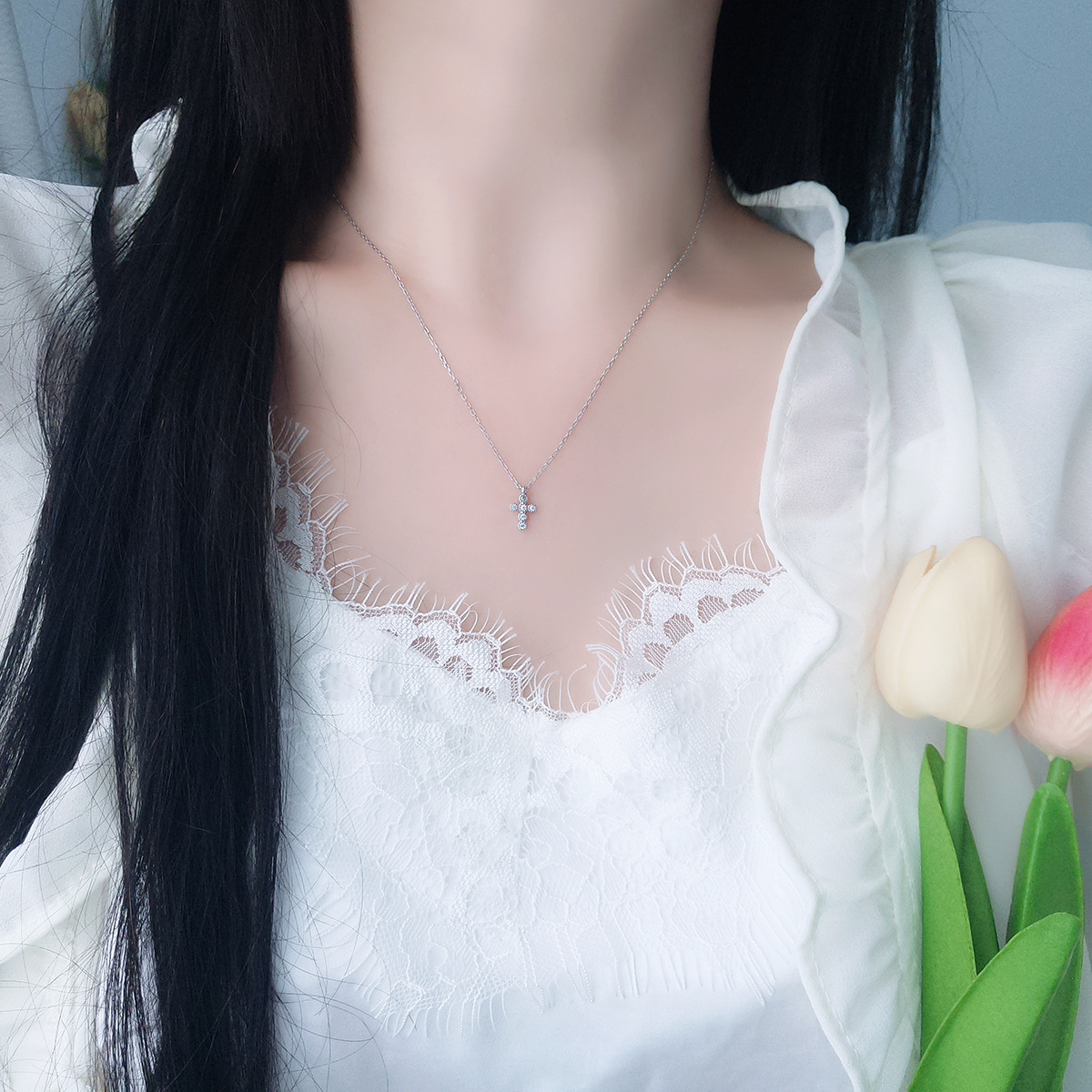 4g Weight 925 Sterling Silver Pendant Material Pendant Necklace Classification 925 sterling silver Chain Material Daily Occasion 925 Sterling Silver Material Cross Pattern Women's Gender Diamond Design Elegant, Simple Style Style 925 Sterling Silver Cross 925 Sterling Silver Pendant Necklace 9