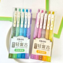 点石 DS-099 复古色速干大容量按动中性笔 0.5mm速干记号笔标记笔
