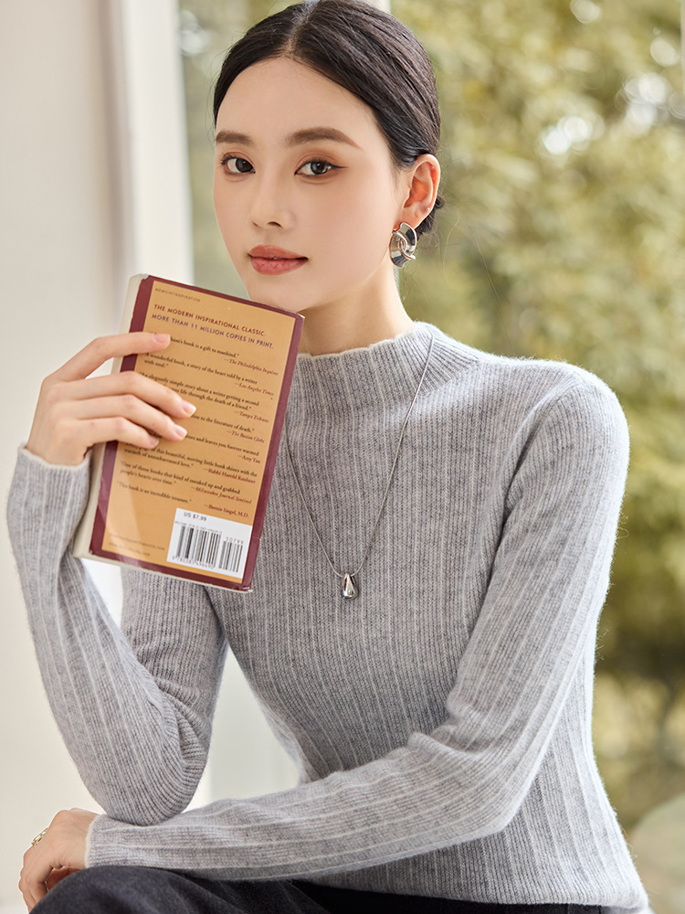 Sheep Lace Autumn and Winter Wool Knitwear Cashmere Slim Retro New Style 202 Half Turtleneck Long-Sleeved Women's Bottoming Knitwear