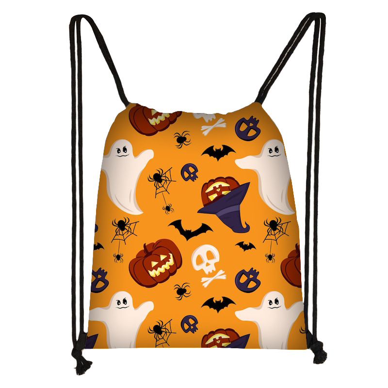 新品万圣节束口袋儿童可爱抽绳收纳袋学生大容量印花包包跨境批发