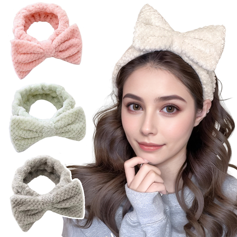 Amazon transfronteriza piña Plaid banda de pelo cara lavado maquillaje banda de pelo de las mujeres de terciopelo de coral absorbente arco diadema