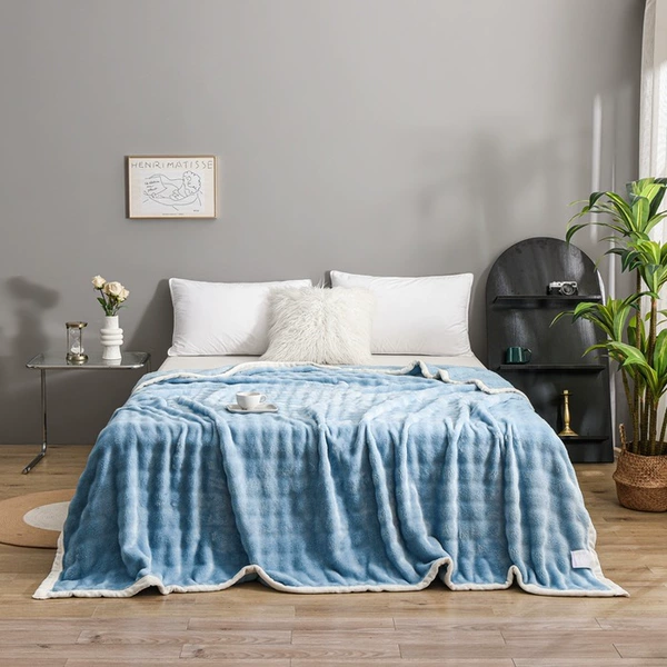 Toss imitation rabbit fur big bubble--sky blue