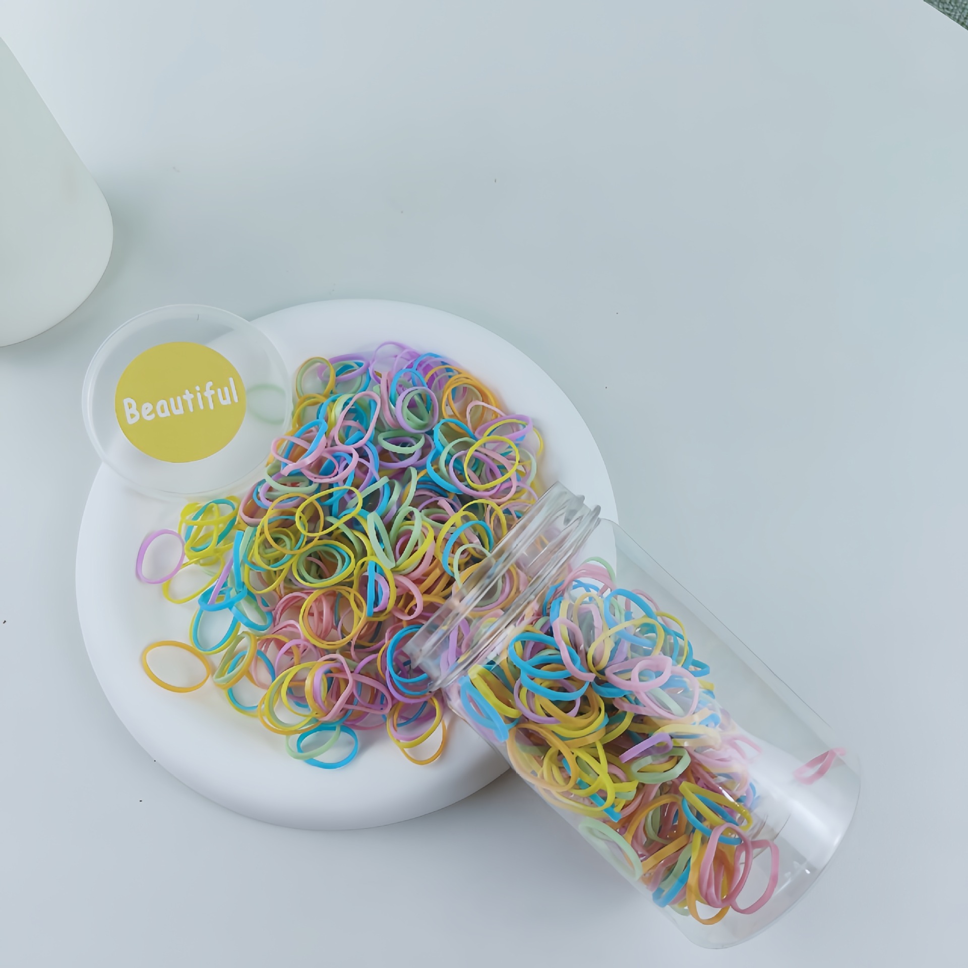 Nuevos niños enlatados desechables banda de goma no lesionar joyas de anillo de cabello accesorios de alta elasticidad trenzada elástica banda de goma de cabello