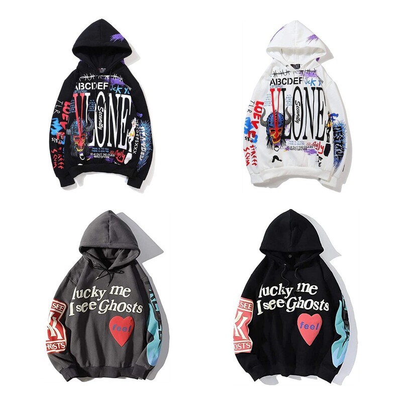 European and American fashion brand VLONE 3D digital printing leisure sports hooded sweater couples large size hoodie men's