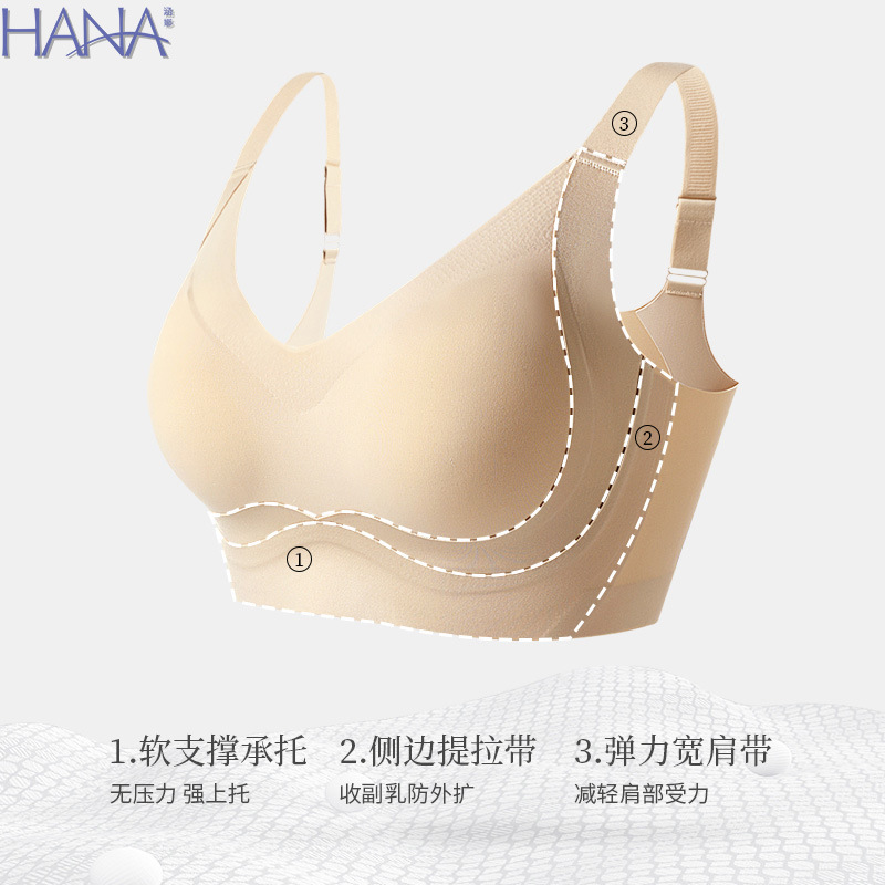 Nude Seamless fixed Cup ropa interior de las mujeres pequeño pecho push up inalámbrico soporte suave colección de senos anti-sagging Plus size bra