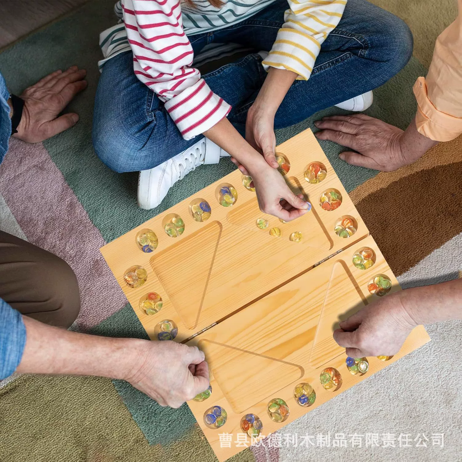 Складная игровая доска Mancala из цельного дерева, семейная дорожная игровая доска Mancala, деревянная игровая доска Mancala