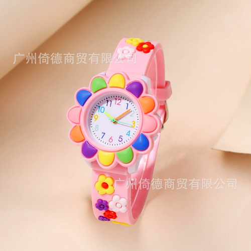 2025 Hot Selling New Children's Watch with Cute Cartoon Girl Face Quartz 3D Student Activity Gift