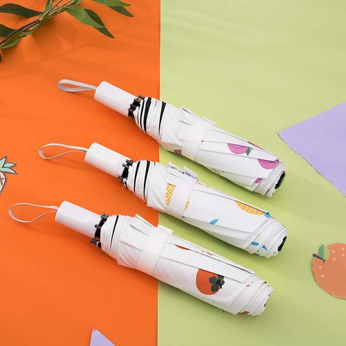 Creative umbrella, folding sun umbrella, UV-protective bimodal (sunny/rainy) umbrella, chic and fresh-style Korean umbrella with printed logo