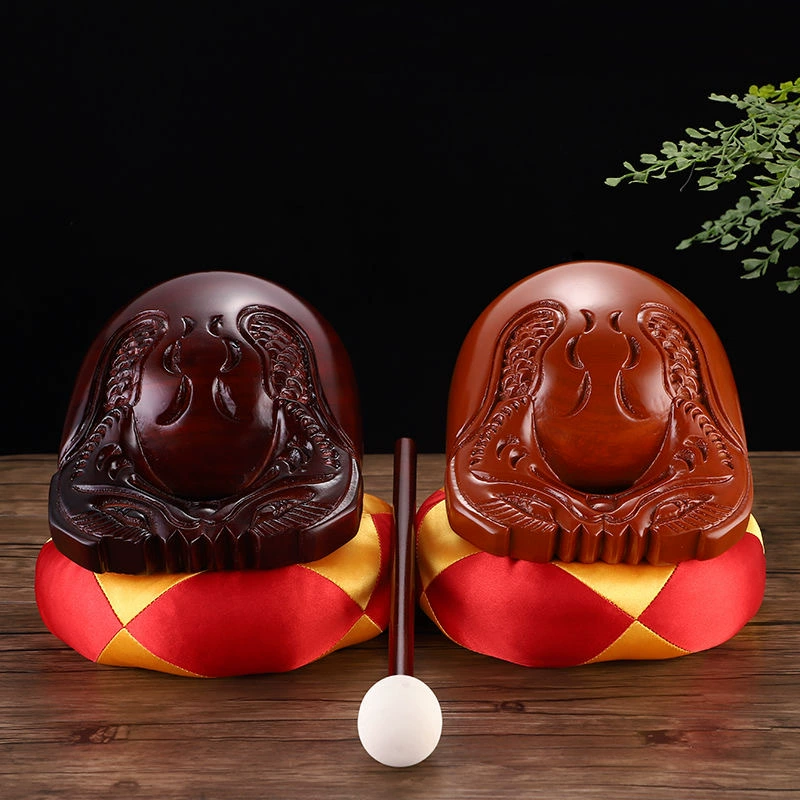Изысканный 三旗堂 Camphor Wood Fish Instruments for Chanting & Meditation - Hand-Carved Solid Wood Set
