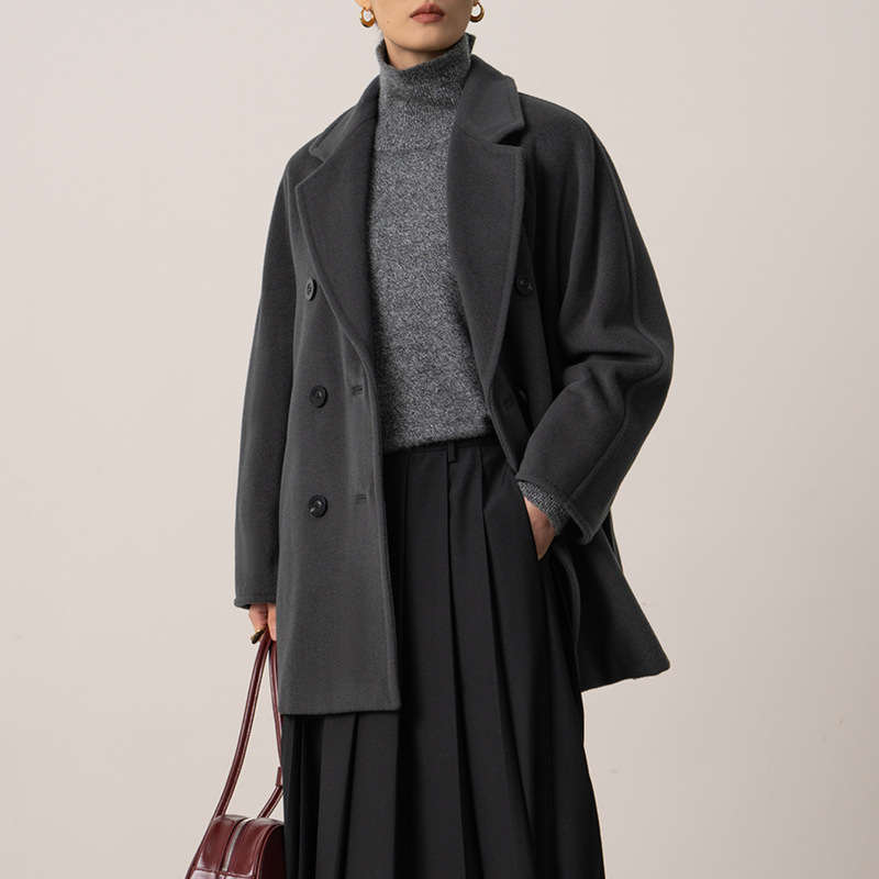 M Brand Medium-Long 10% Cashmere Coat 2026 Autumn/Winter New 101801 Wool Double-Breasted Coat for Women