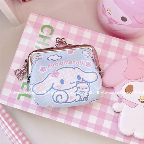 Cute PU leather mini trumpet cinnamon dog Kurome buckle coin purse headphones coins portable pendant small pendant