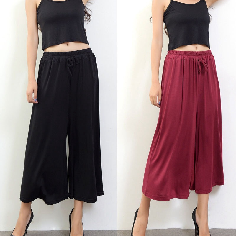 Cropped Pants Comfortable Soft Modal High Waist Draping Wide Leg Pants Women's Spring Loose Large Size Casual Oversize Skirt Pants