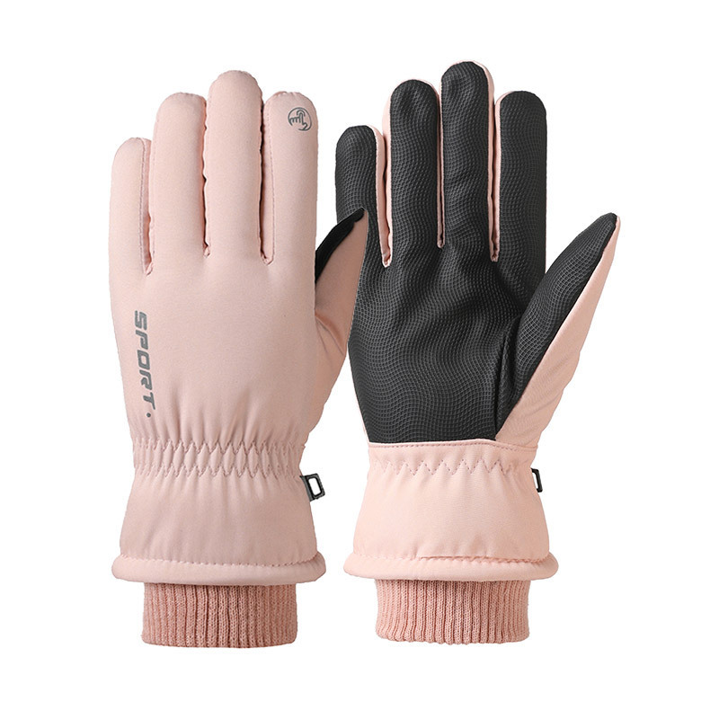 Guantes de esquí al aire libre para hombres y mujeres en invierno caliente más vello grueso ciclismo montaña impermeable antideslizante guantes de pantalla táctil de algodón