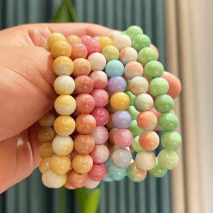 10mm porcelain beads jade broken colorful Macaron bracelet wholesale female single ring round beads student bracelet wholesale rainbow milkshake