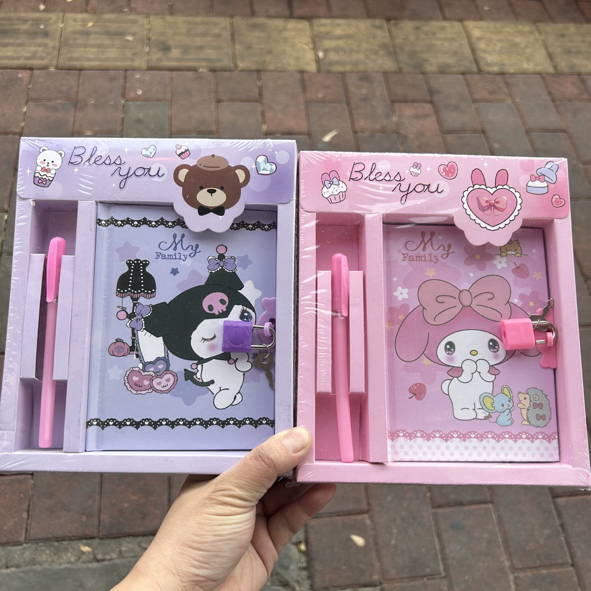 Мультфильм Sanrio Stidi с замком хрустящие кожаные ноутбуки набор замков A5 дневник ручной книги с ручкой подарочная коробка