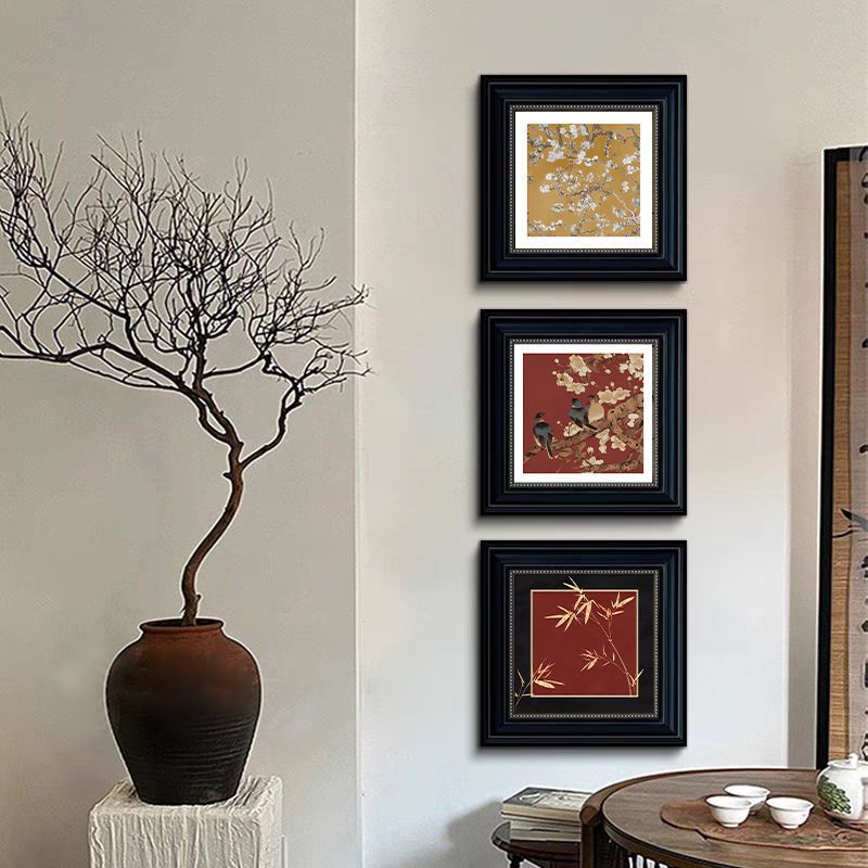 Chinese Style Bamboo Restaurant Hanging Painting Retro High-grade Living Room Decorative Painting New Chinese Style Light Luxury Art Flower and Bird Murals