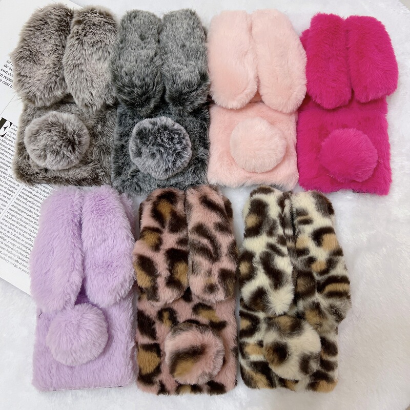 Suitable for Samsung Zflip4/5/7 Plush Bunny Ears Z Flip6 Generation Plush Foldable Trendy Women's Phone Case