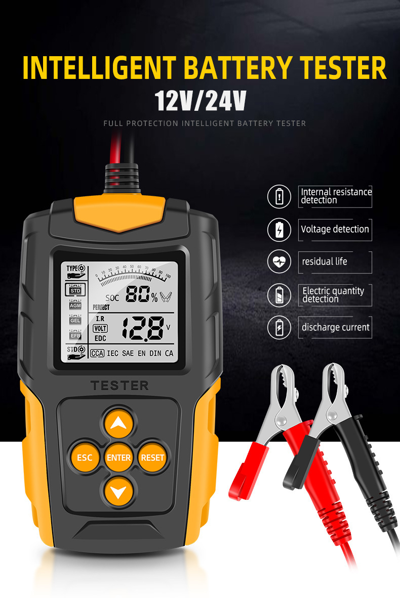 New Household Car Battery Tester with Digital Display Parameters 12V/24V Car Battery Internal Resistance Tester