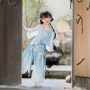 Hanfu for Girls 2025 New Summer Chinese Style Super Fairy Little Girl Traditional Chinese Summer Outfit Set