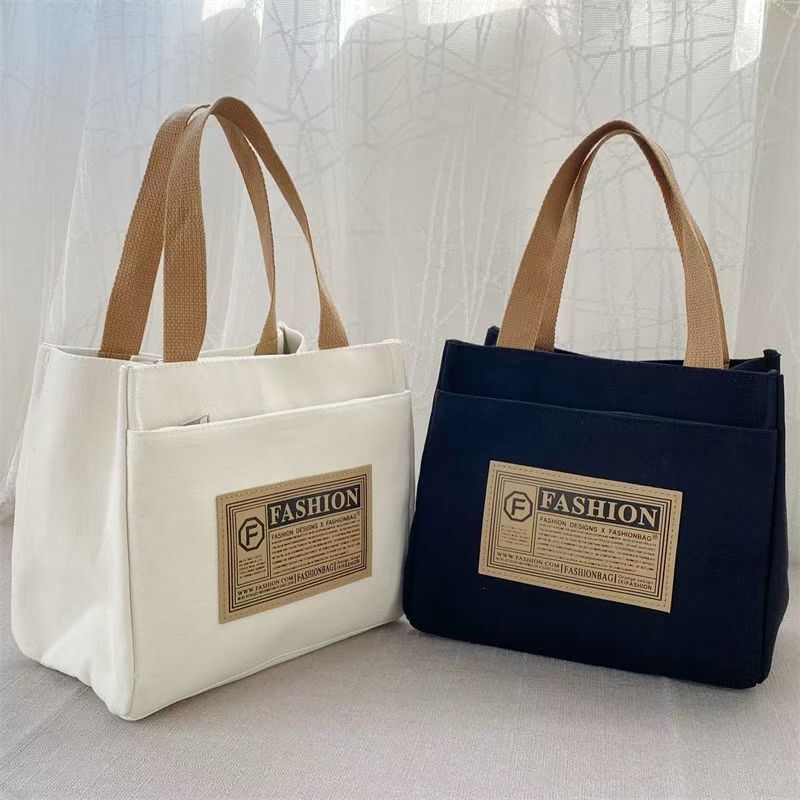 Japanese and Korean Style High-value Canvas Handbag Simple Portable Casual Handbag for Office workers Student Lunch Box Lunch Bag
