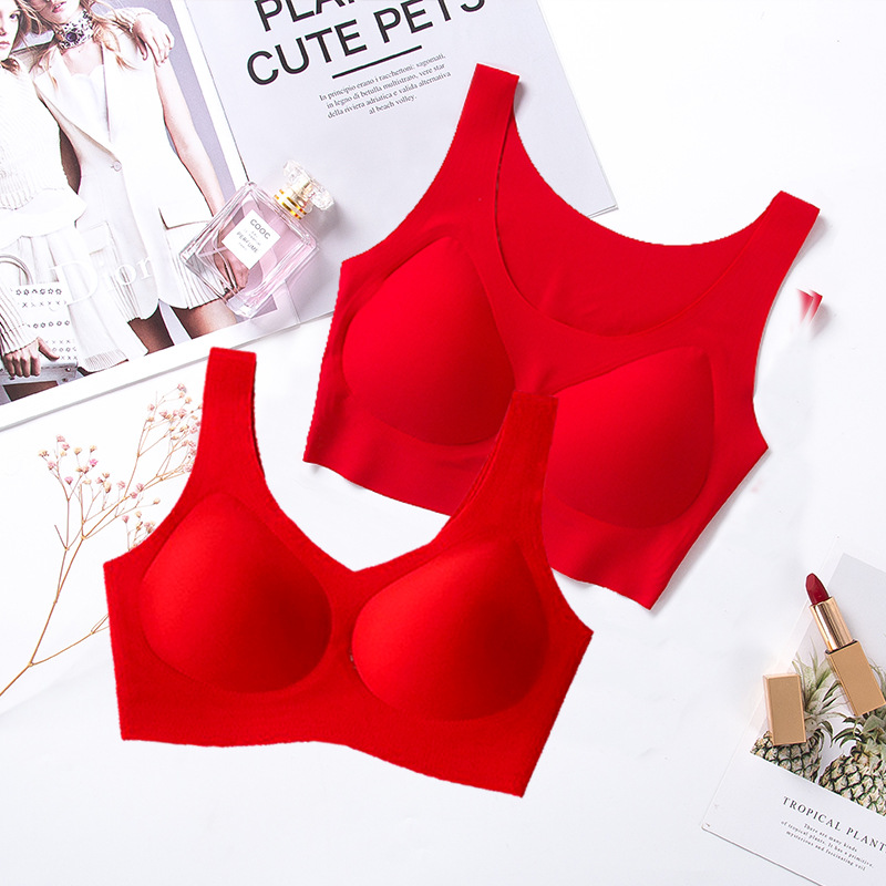 Conjunto de ropa interior roja sin costuras para el año de tu nacimiento, hermoso diseño en la espalda, sin aros, copa antideslizante, sujetador minimizador.