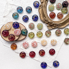 复古描金透色小鸟圆形牌多色进口捷克琉璃串珠散珠diy手工配件