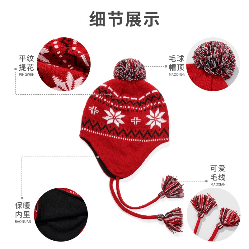 Knitted gloves, scarf, set, with snowflakes, 3 piece set