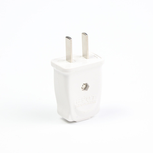2-Pole Rotating Plug 10A Integrated Copper High Power Flame Retardant Dual Wire Connector Plug White Power Cord Connector
