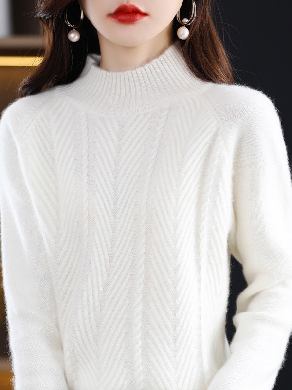 Ropa de otoño e invierno 2024 nuevo popular de este año popular hermoso medio cuello alto grueso suéter de las mujeres camisa de fondo de estilo occidental