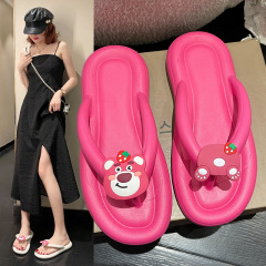 Platform sandals for summer outdoor wear, cute strawberry bear anti-slip, soft and thick soled slippers, wholesale
