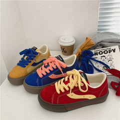 2024春季學生百搭帆布鞋女原宿港風板鞋韓版中國紅平底透氣女鞋子