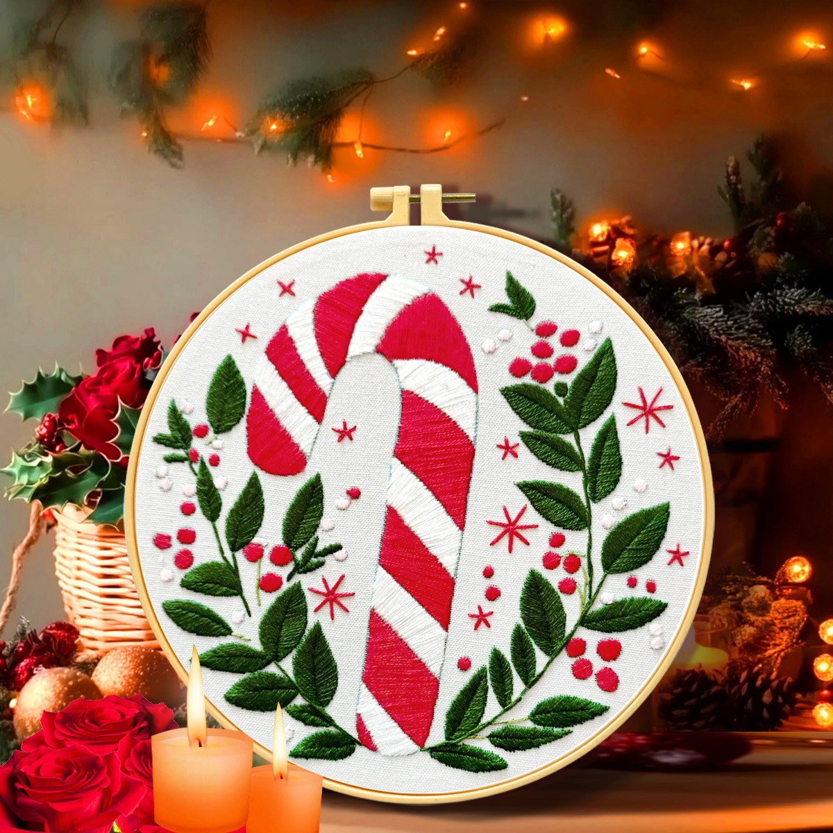 Colección Navideña de Punto de Cruz con Bordado Real de la Mona Lisa, Estilo Europeo, Bordado Navideño para Decoración de Sala de Estar, Bordado de Dibujos Animados image 3