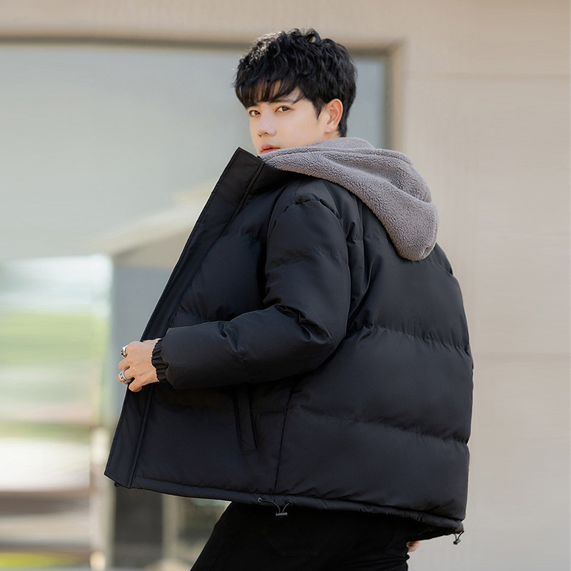 Large Size Fake Two Cotton Clothes Men's Loose Casual Thickened Fleece_viptrois.com