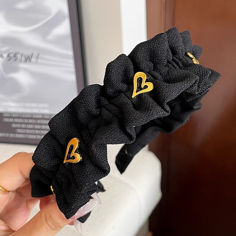 Internet celebridad elegante de ala ancha diadema plisada tocado lavado de cara de las mujeres horquilla avanzada banda de pelo sensible a la presión alta Paquete de pelo superior del cráneo