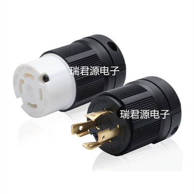 [30A可拆组装式音响四孔可公母对插防松引挂式250V发电机插头插座]