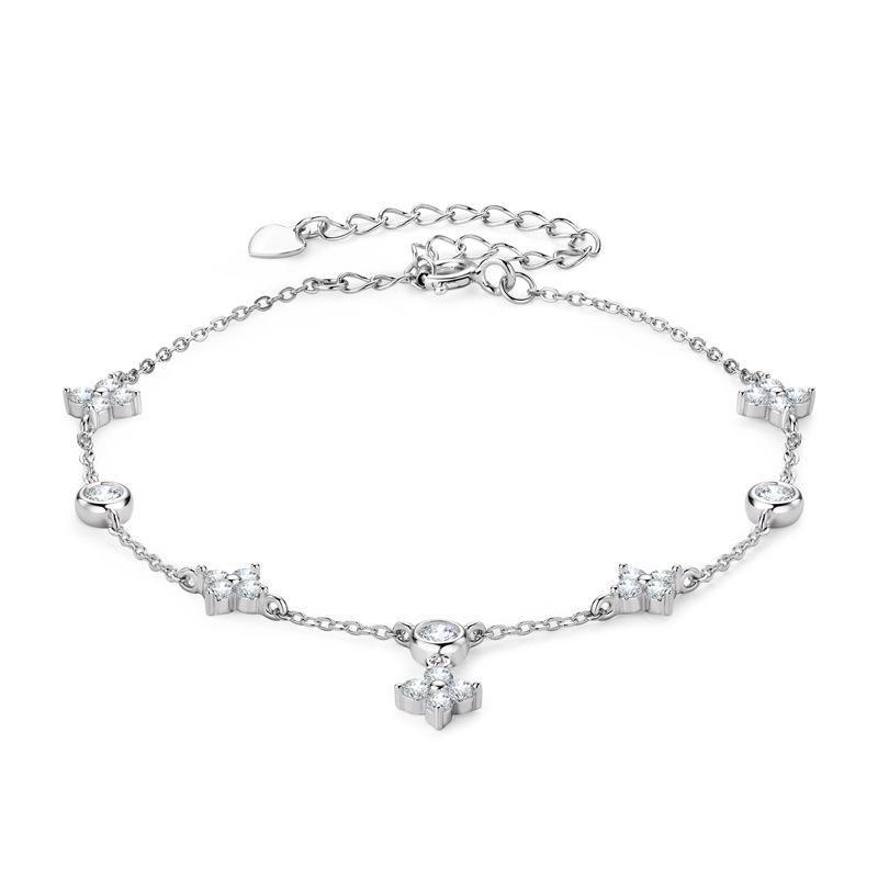 Fashion Ladies Friendship Bracelets Four Leaf Clover Moissanite Bracelet - Sterling Silver Plated 18K Gold Light Luxury Jewelry for Women
