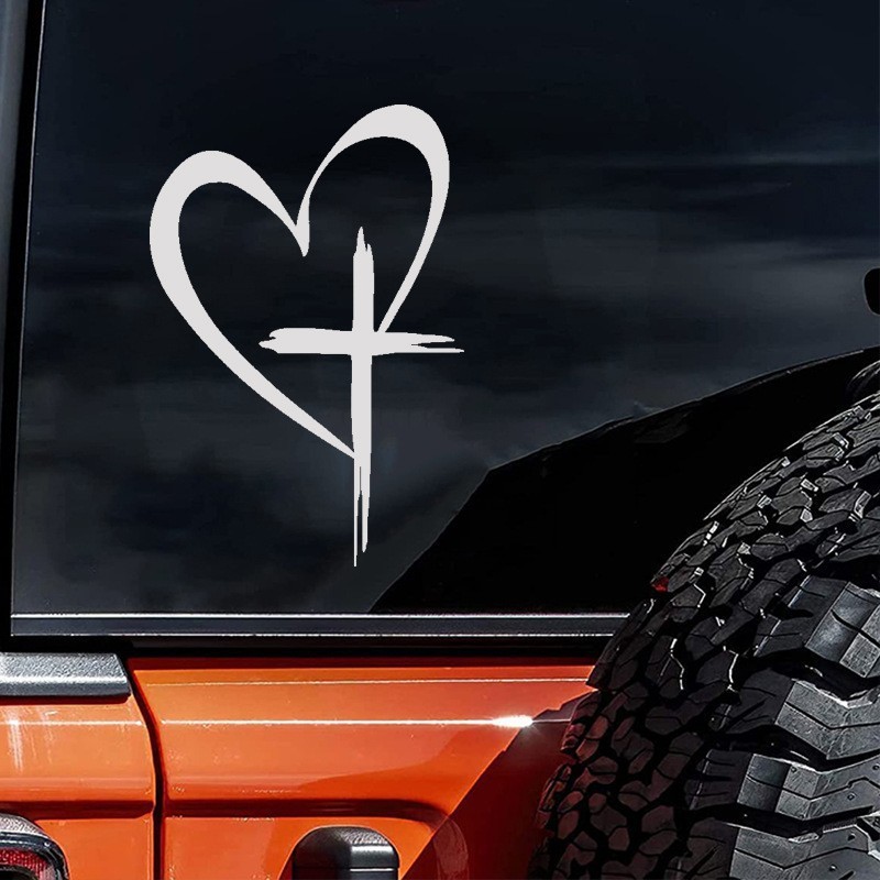 Cross-Border Foreign Trade Car Stickers Love Cross Creative Rear Glass Decorative Stickers Car Rear Bumper Stickers Waterproof