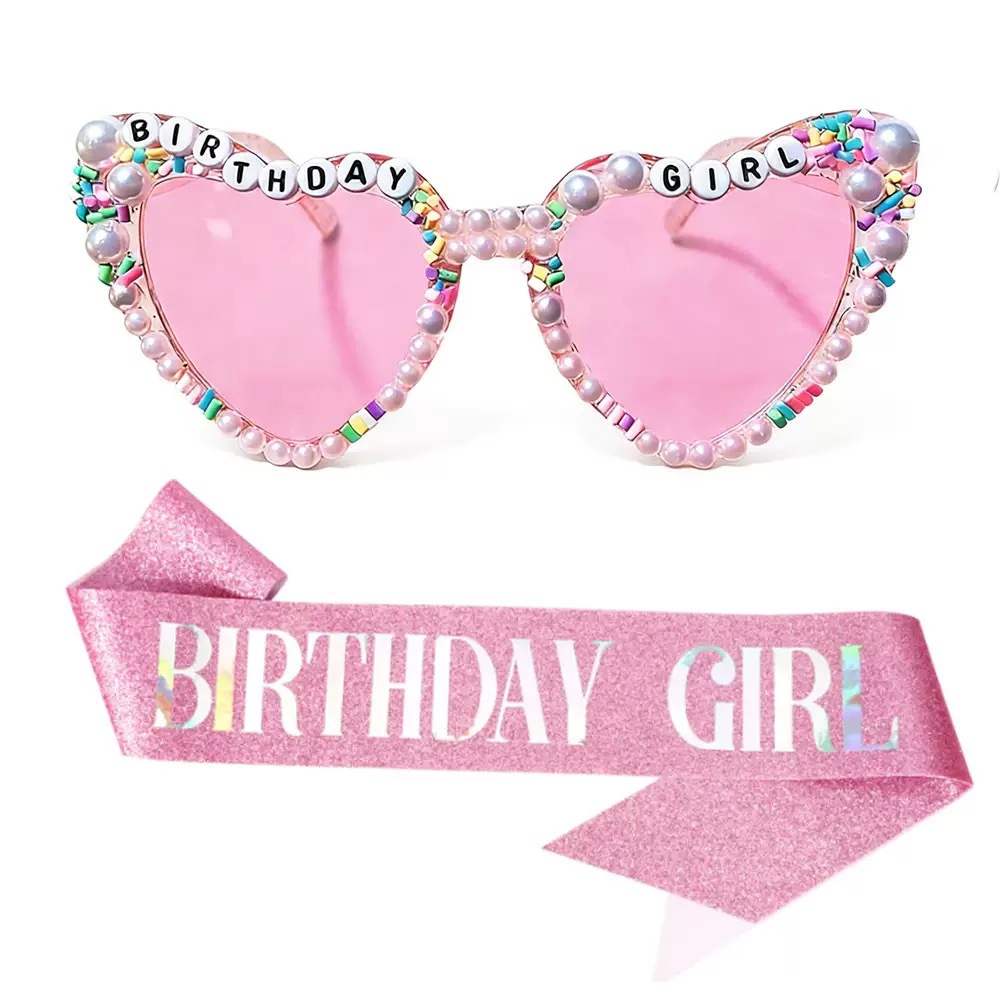 Cross-border European and American style sunglasses for birthday parties, colorful and fashionable pearl sunglasses, unisex, suitable for weddings and parties, bridal sunglasses