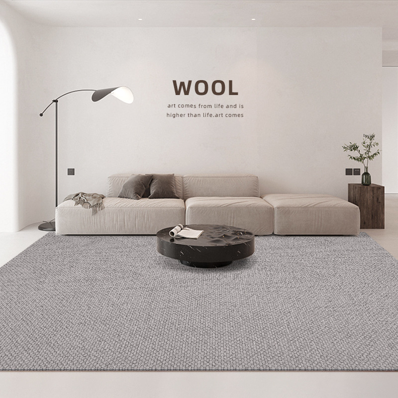 Alfombra de lana de alta gama sala de estar mesa de café color sólido liso estilo japonés estilo silencioso dormitorio minimalista alfombra de piso completo al por mayor