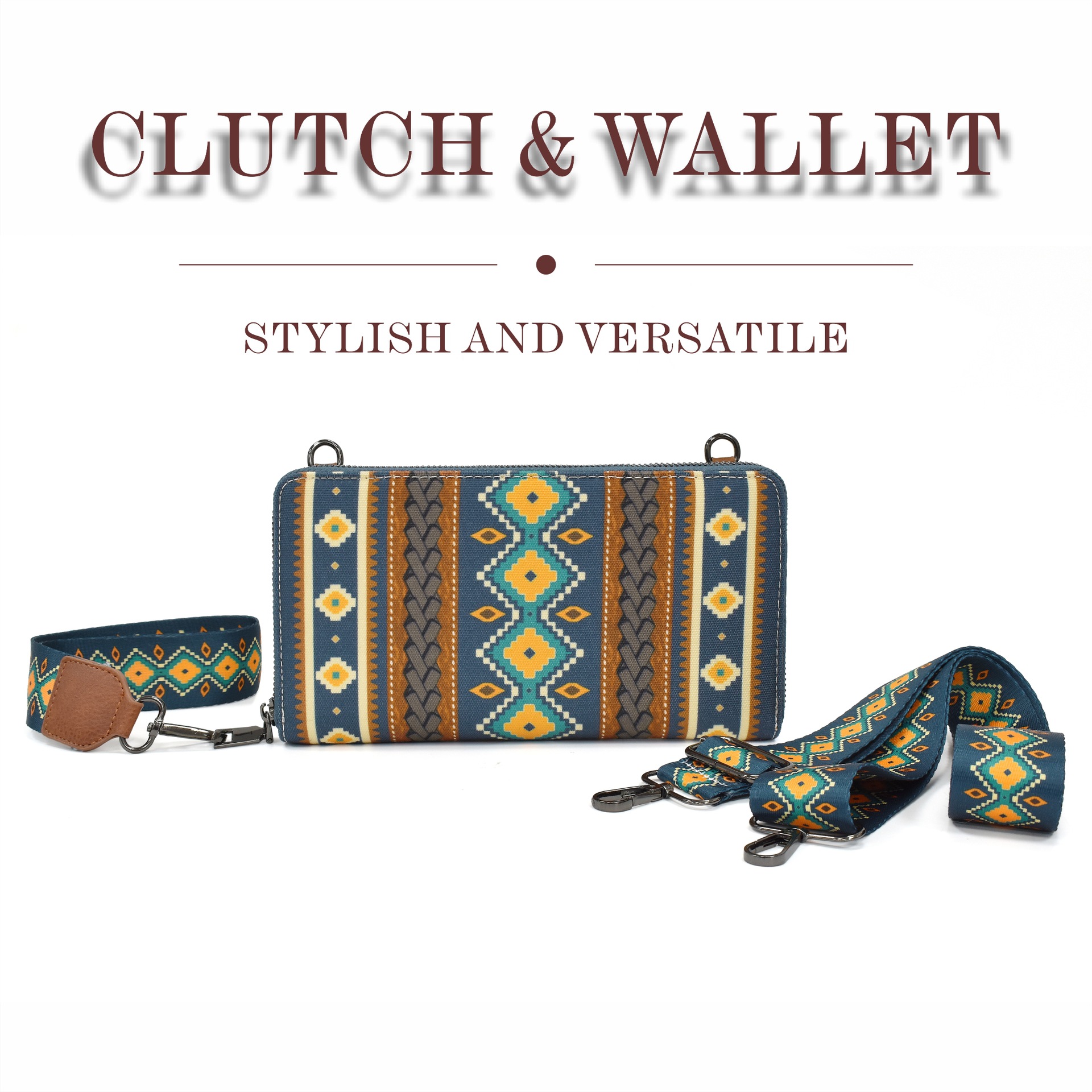 Women's Canvas Printing Ethnic Style Square Zipper Shoulder Bag Crossbody Bag display picture 22