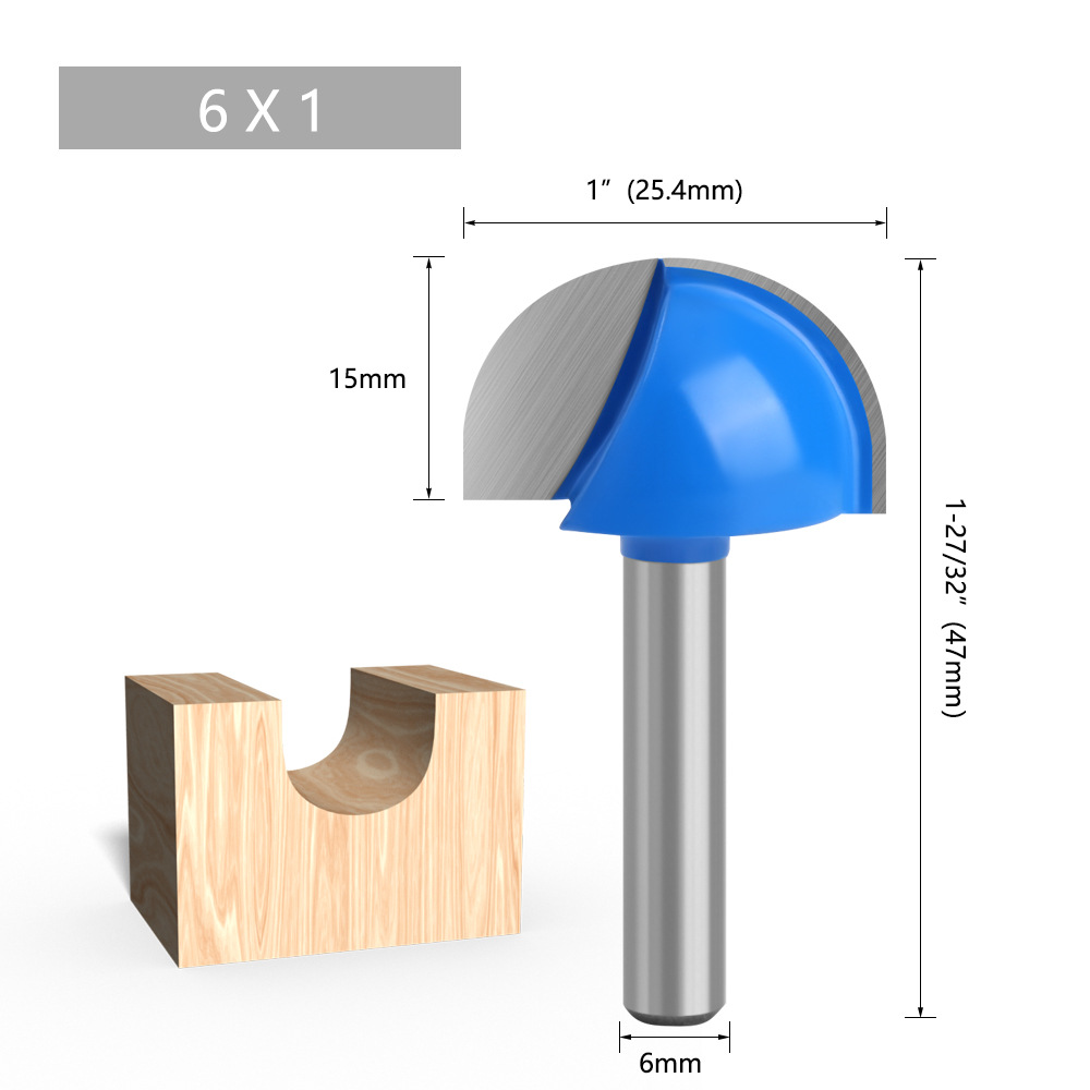Azul 1/4 mango 6 mango redondo inferior cuchillo de encaje cabeza redonda cuchillo de carpintería semicírculo alivio cuchillo herramienta de carpintería ventas directas de la fábrica
