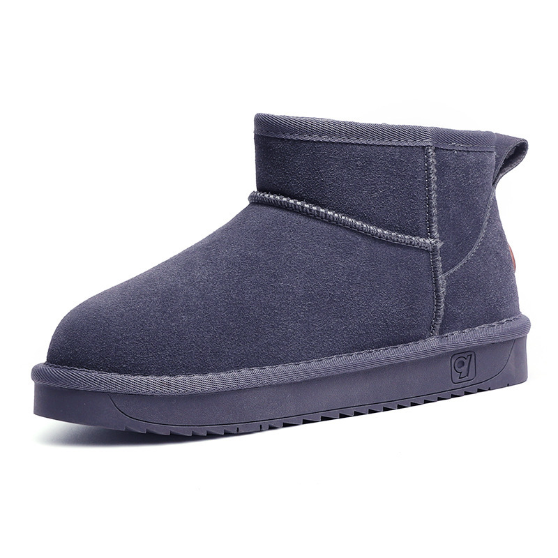 Botas de nieve de invierno de lana de mujer con cachemira de piel de vaca con base gruesa anti-deslizante y alta calentamiento botas de algodón zapatos de algodón